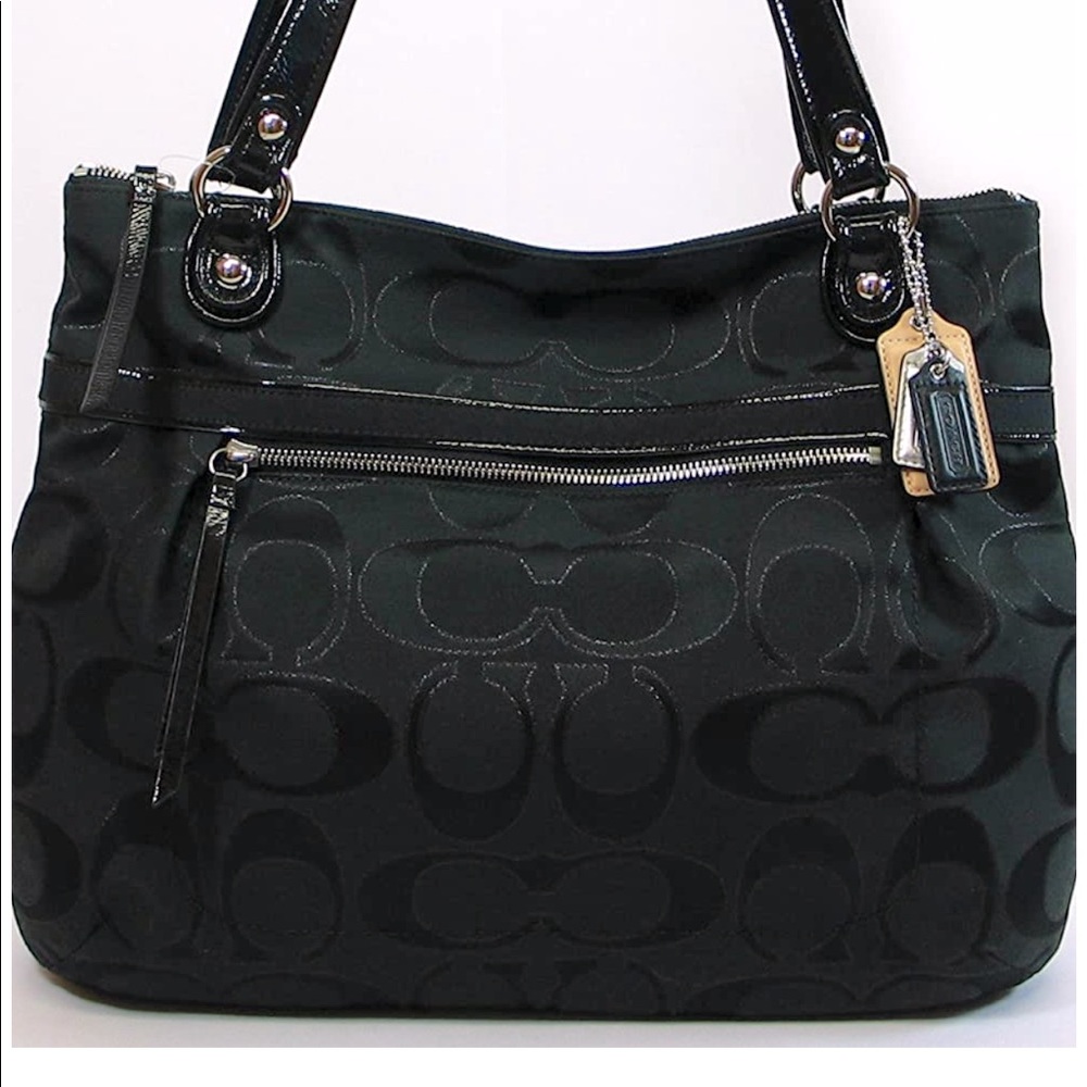 Coach Poppy Metallic Signature Sateen Glam Tote